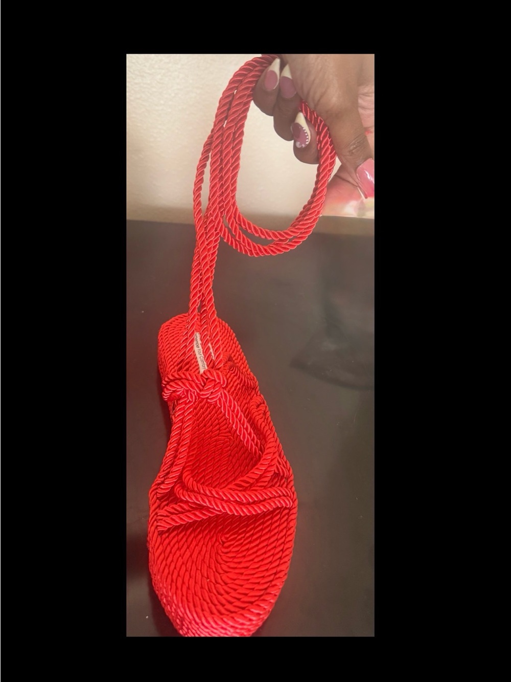 Cape Robbin Red Twisted Rope Lace-Up Sandals - Picture 7 of 9